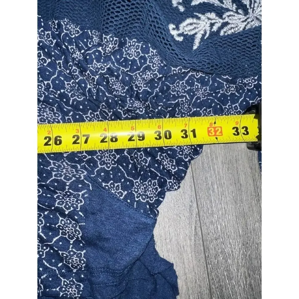 Free People Tunic Womens S/P Indigo Y2K Dreams Oversized Floral Bohemian A004915 - Picture 7 of 9